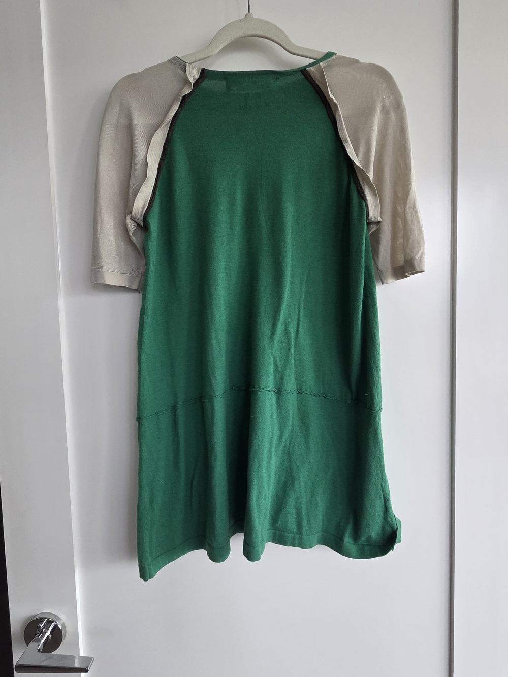 Marni Emerald Green Knit Tunic Top with Cream See Through Sleeves